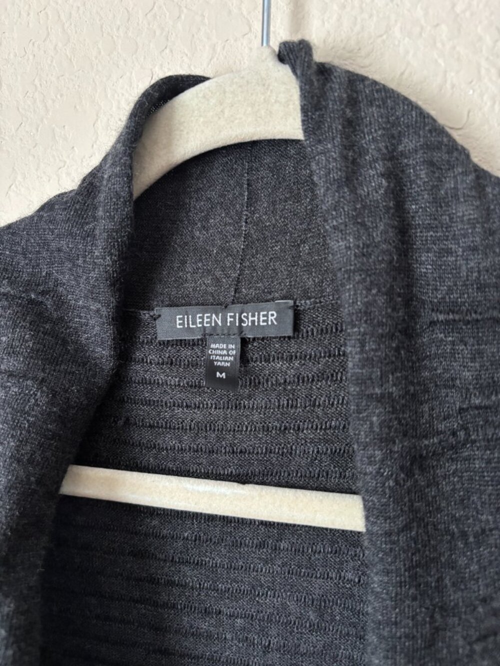 Eileen Fisher Merino Wool Ribbed Ruffle Waterfall Front Knit Vest - Picture 3 of 12